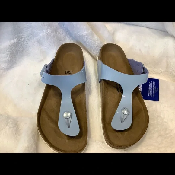 birkenstock patent dove blue